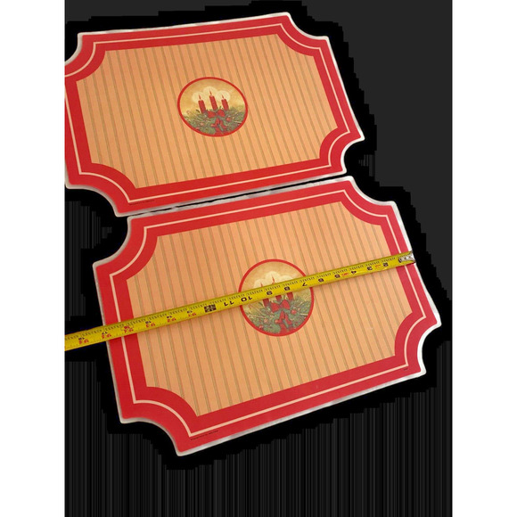 Christmas Placemats Vintage Set Lot 4 Vinyl 1980s Santa Tree Children 2 Sided - Picture 8 of 8